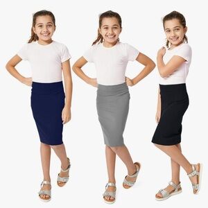 Set of three girls pencil skirts: navy, black, gray. Non-smoking home.